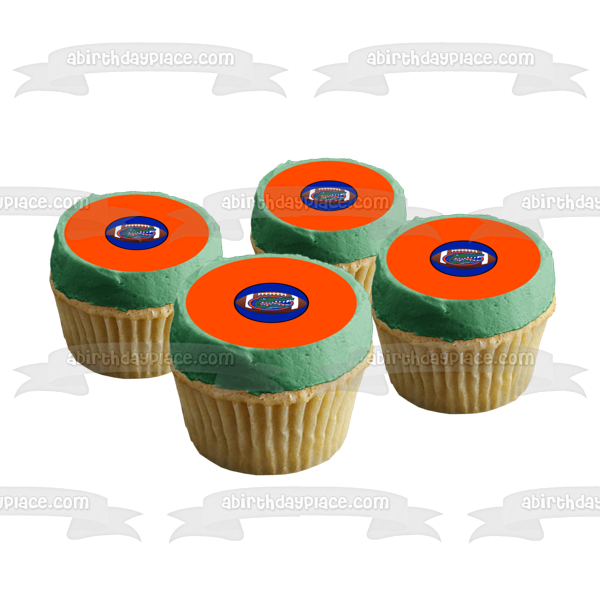 Florida Gators Logo NFL with an Orange Background Edible Cake Topper Image ABPID07895