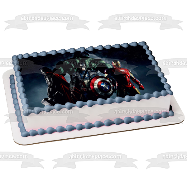 Avengers Captain America The Hulk Thor and Iron Man Edible Cake Topper Image ABPID07899