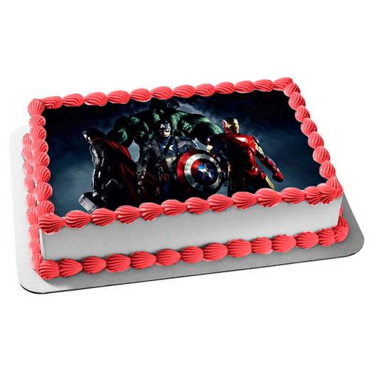 Avengers Captain America The Hulk Thor and Iron Man Edible Cake Topper Image ABPID07899