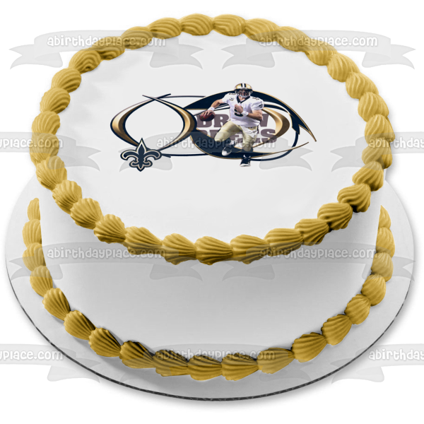 Marco de imagen comestible para decoración de tarta con logotipo de los New Orleans Saints de la NFL Drew Brees ABPID08129 