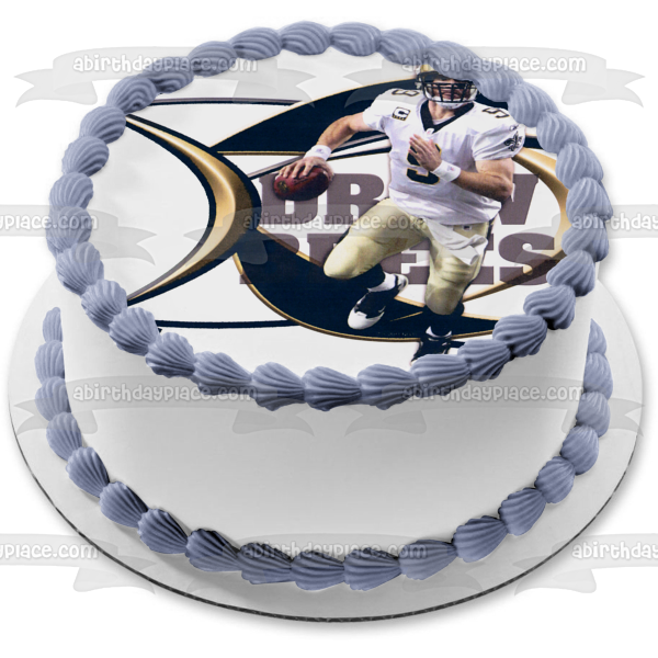 Marco de imagen comestible para decoración de tarta con logotipo de los New Orleans Saints de la NFL Drew Brees ABPID08129 