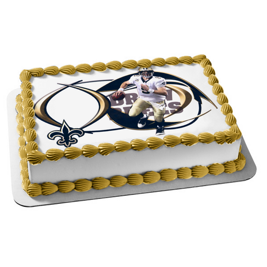 Marco de imagen comestible para decoración de tarta con logotipo de los New Orleans Saints de la NFL Drew Brees ABPID08129 