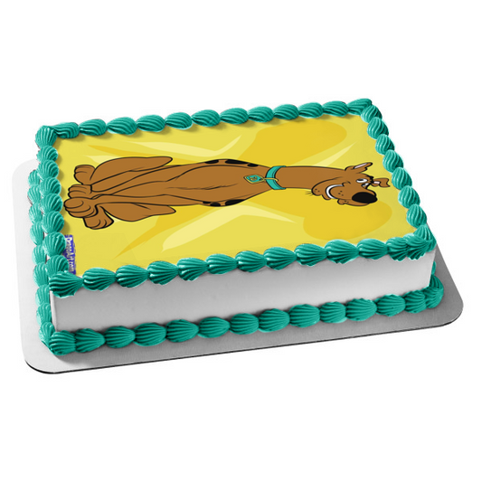 Imagen comestible para decoración de tarta con fondo amarillo de Scooby-Doo ABPID08410 