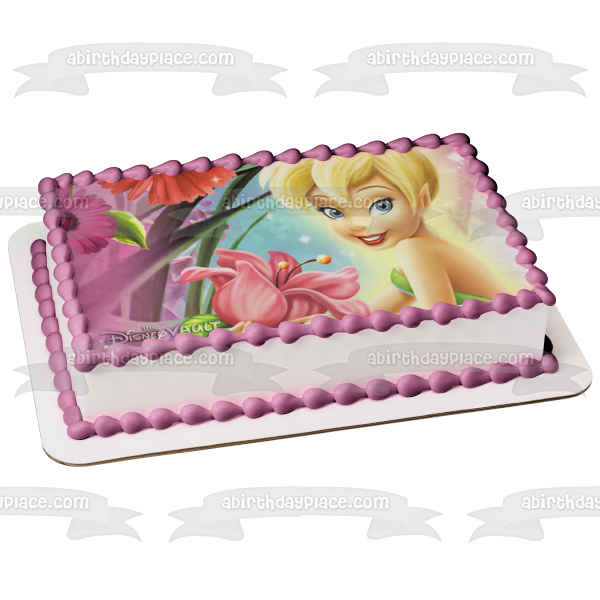 Disney Fairies Tinkerbell Flowers Edible Cake Topper Image ABPID08412