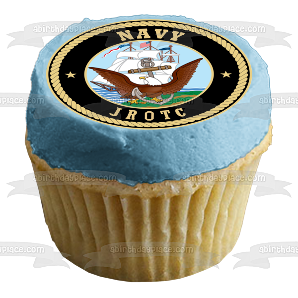 Imagen comestible para tarta con logotipo de JROTC de la Marina de los Estados Unidos ABPID08147 