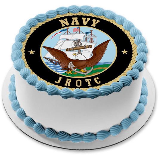 Imagen comestible para tarta con logotipo de JROTC de la Marina de los Estados Unidos ABPID08147 