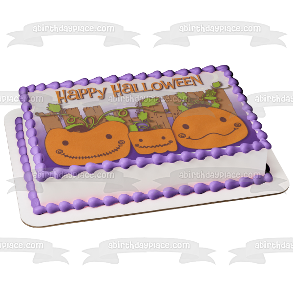 Imagen de decoración comestible para tarta con familia de calabazas de Feliz Halloween ABPID08184 