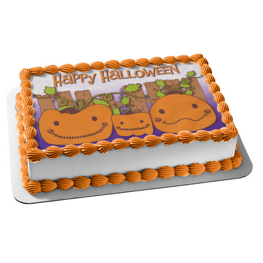 Imagen de decoración comestible para tarta con familia de calabazas de Feliz Halloween ABPID08184 