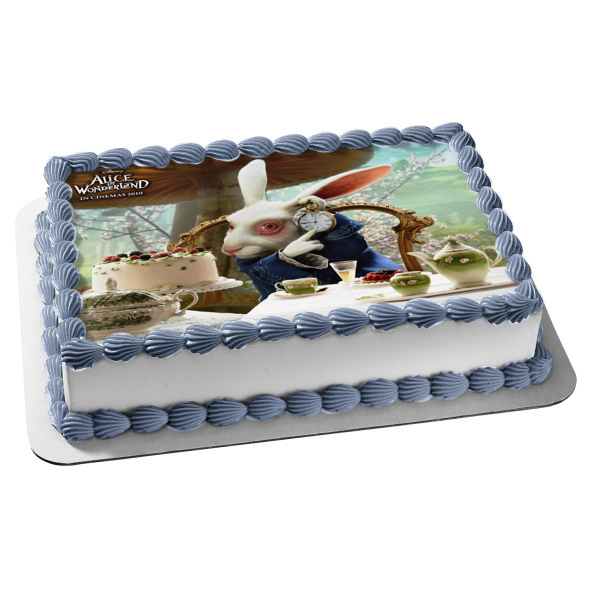 Disney Alice In Wonderland Tea Party the White Rabbit Edible Cake Topper Image ABPID08451