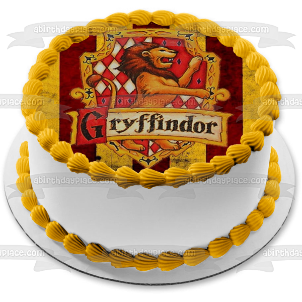 Adorno comestible para tarta con escudo de Harry Potter Hogwarts Gryffindor, imagen ABPID08200 