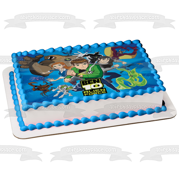 Ben 10 Alien Force Ben Prime Gwen Tennyson Kevin Levin Heatblast Decoración comestible para tarta imagen ABPID08459 