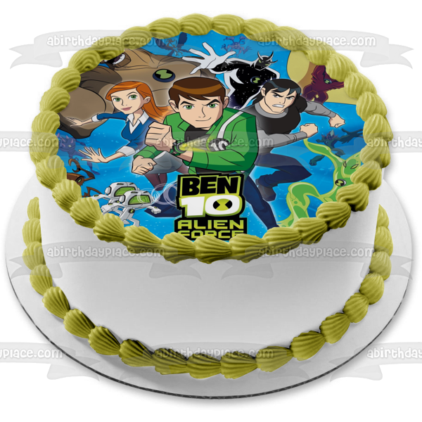 Ben 10 Alien Force Ben Prime Gwen Tennyson Kevin Levin Heatblast Decoración comestible para tarta imagen ABPID08459 