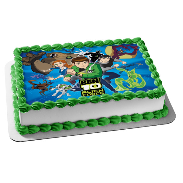 Ben 10 Alien Force Ben Prime Gwen Tennyson Kevin Levin Heatblast Decoración comestible para tarta imagen ABPID08459 