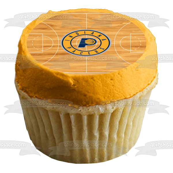 NBA Indiana Pacers Logo  on a Basketball Court Edible Cake Topper Image ABPID08214