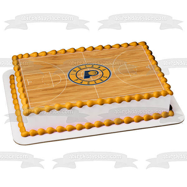 NBA Indiana Pacers Logo  on a Basketball Court Edible Cake Topper Image ABPID08214