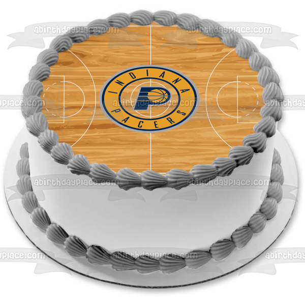 NBA Indiana Pacers Logo  on a Basketball Court Edible Cake Topper Image ABPID08214