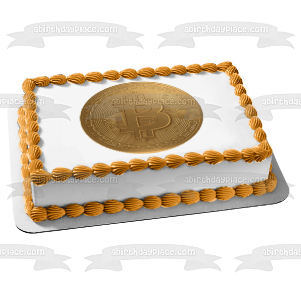 Imagen comestible para decoración de tarta con símbolo de moneda Bitcoin ABPID53768 