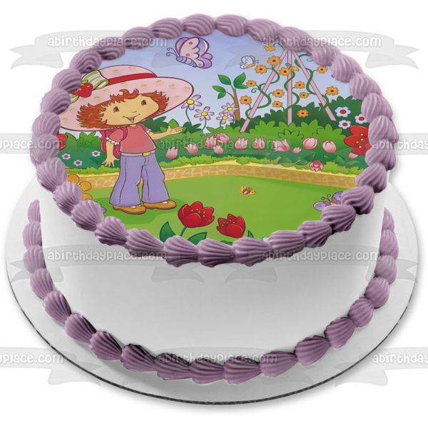 Tarta de Fresa Mariposas Flores Adorno comestible para tarta Imagen ABPID08469 