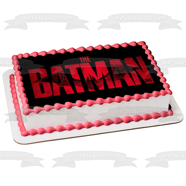 Imagen comestible para decoración de tarta con el logotipo rojo de Batman de Robert Pattison ABPID53786 