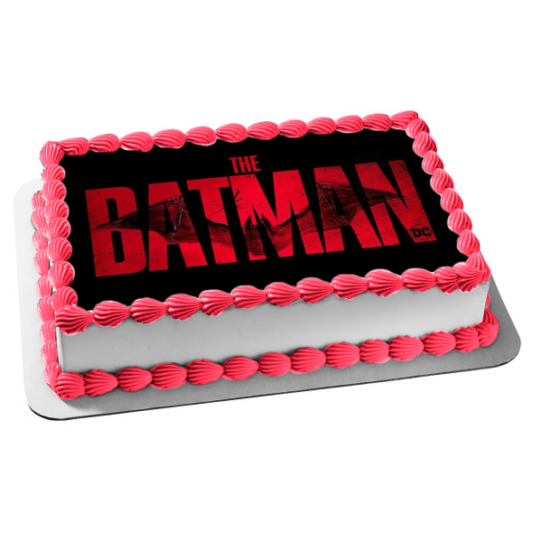 The Batman Red Logo Robert Pattison Edible Cake Topper Image ABPID53786