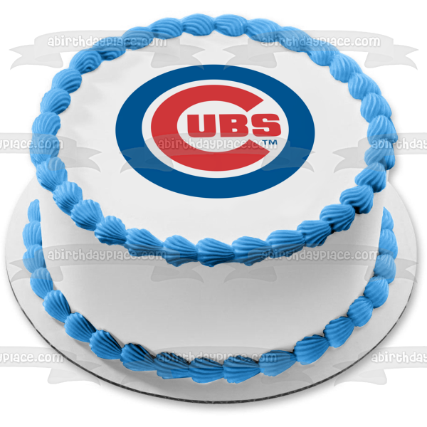 Imagen comestible para tarta con logotipo de los Cachorros de Chicago, MLB, Liga Mayor de Béisbol, ABPID08270 