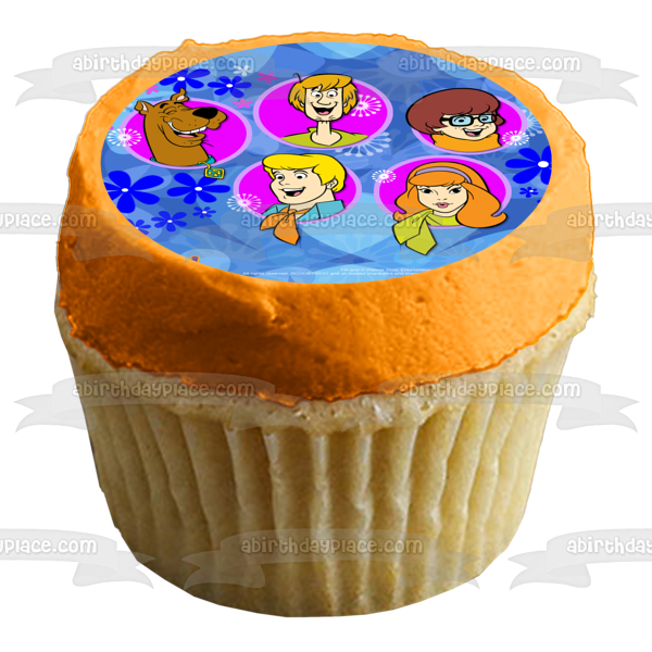 Scooby-Doo Logo Shaggy Velma Fred Daphne Flores Decoración comestible para tarta Imagen ABPID08521 