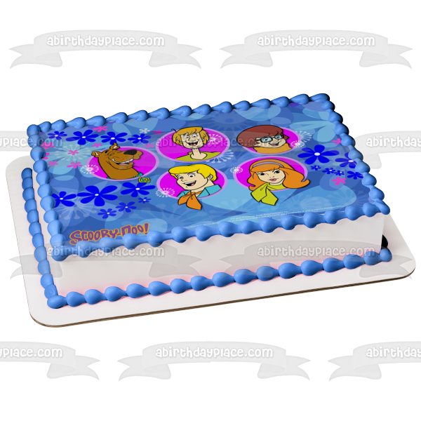 Scooby-Doo Logo Shaggy Velma Fred Daphne Flores Decoración comestible para tarta Imagen ABPID08521 