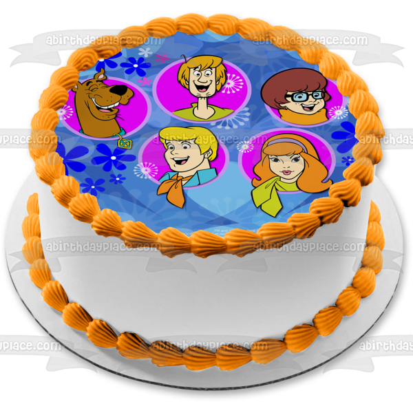 Scooby-Doo Logo Shaggy Velma Fred Daphne Flores Decoración comestible para tarta Imagen ABPID08521 