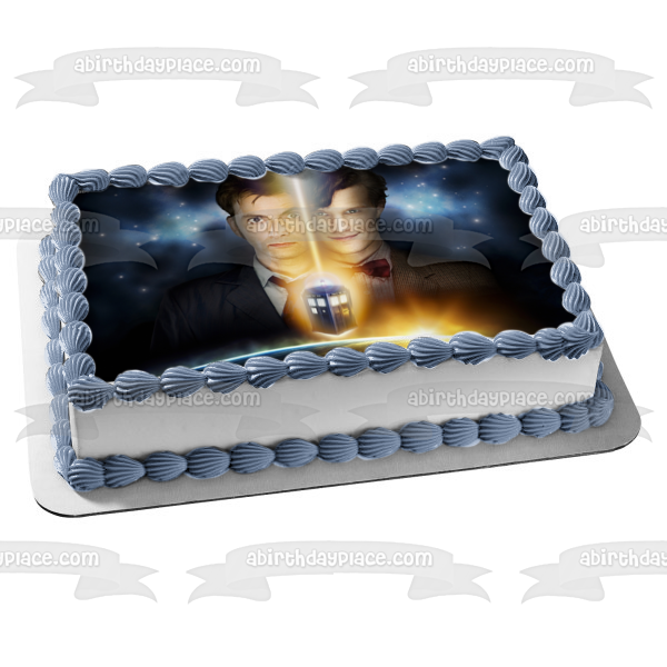 Doctor Who Tardis Eleventh Doctor Tenth Doctor Edible Cake Topper Image ABPID08529