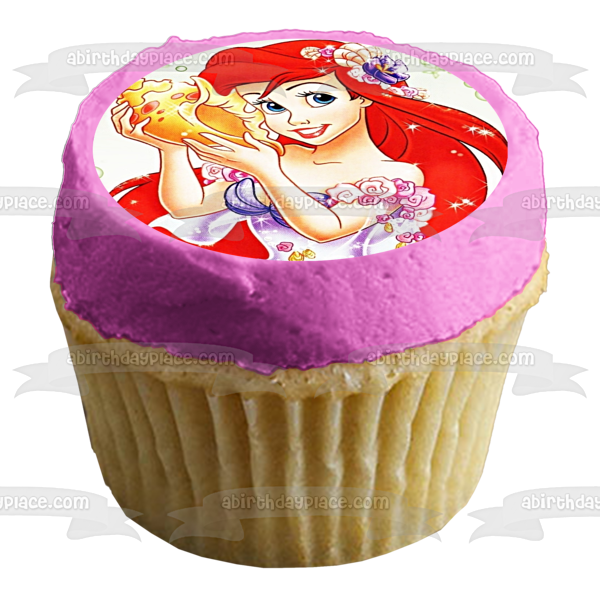 Decoración comestible para tarta de princesa Disney, la Sirenita, Ariel, concha de mar, imagen ABPID08530 