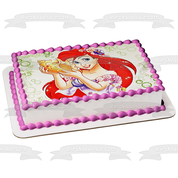 Decoración comestible para tarta de princesa Disney, la Sirenita, Ariel, concha de mar, imagen ABPID08530 