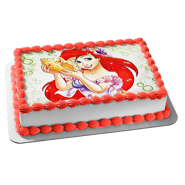 Decoración comestible para tarta de princesa Disney, la Sirenita, Ariel, concha de mar, imagen ABPID08530 