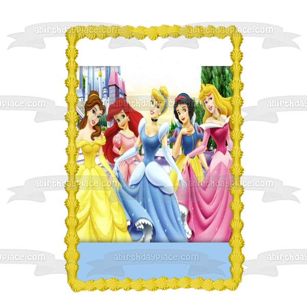 Imagen comestible para tarta comestible de la princesa Bella Cenicienta Ariel Aurora Blancanieves de Disney ABPID08293 