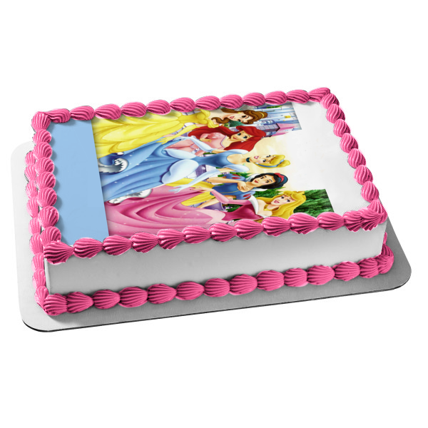 Imagen comestible para tarta comestible de la princesa Bella Cenicienta Ariel Aurora Blancanieves de Disney ABPID08293 