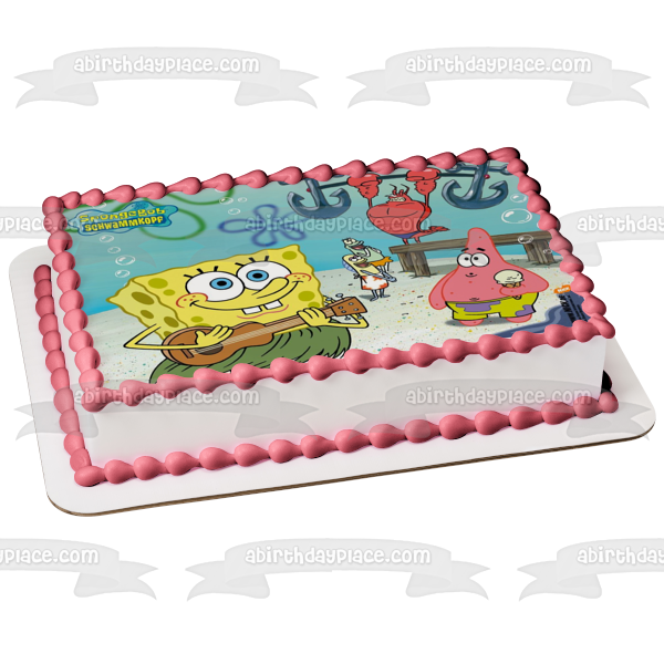 Imagen comestible para tarta de Bob Esponja, Patrick, Larry, la langosta, ABPID08302 