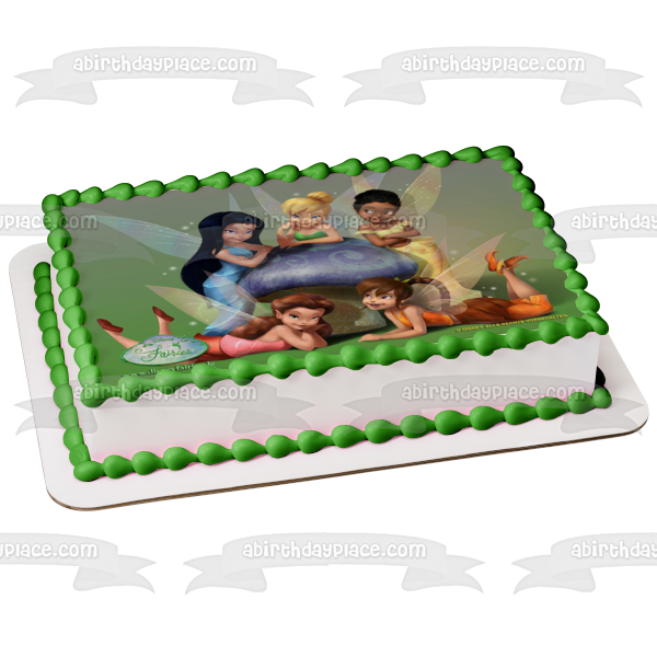 Disney Tinkerbell Vidia Silvermist Iridessa Fawn - Decoración comestible para tarta, imagen ABPID08315 