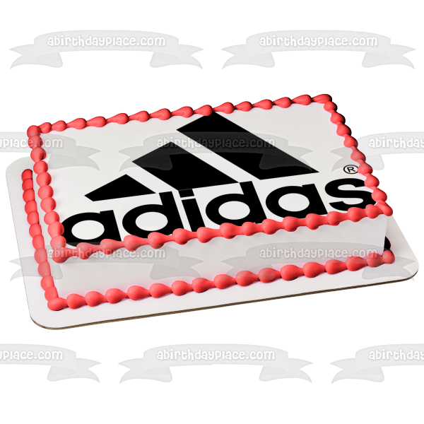 Adorno comestible para tarta con logotipo de Adidas, color negro, imagen ABPID08661 