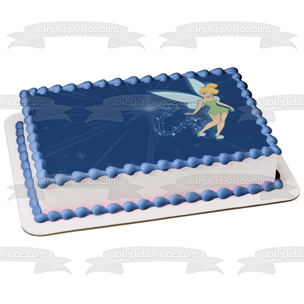 Disney Tinkerbell Flying Stars Edible Cake Topper Image ABPID08342