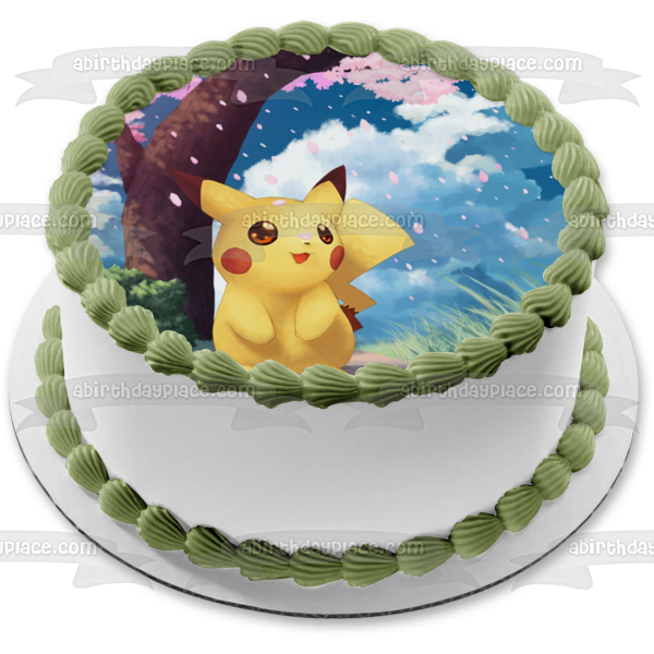 Pokemon Pikachu Árboles Hierba Nubes Imagen comestible para tarta ABPID08786 