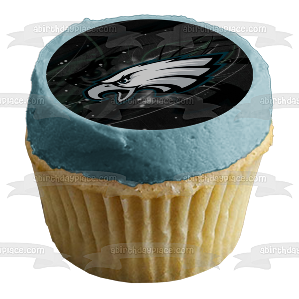 Philadelphia Eagles Dark Logo NFL Black Background Edible Cake Topper Image ABPID08810