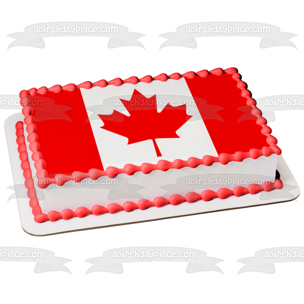 The Canadian Flag Maple Leaf Edible Cake Topper Image ABPID08386