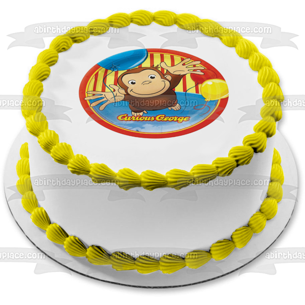 Imagen comestible para decoración de tarta con globos de Jorge el Curioso ABPID08387 