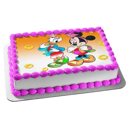 Decoración comestible para tarta con diseño de Minnie Mouse y Daisy Duck de Disney, imagen ABPID08394 