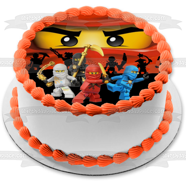 LEGO Ninjago Masters of Spinjitzu Ranger rojo Ranger azul Ranger blanco Ranger negro Imagen comestible para decoración de tarta ABPID08837 