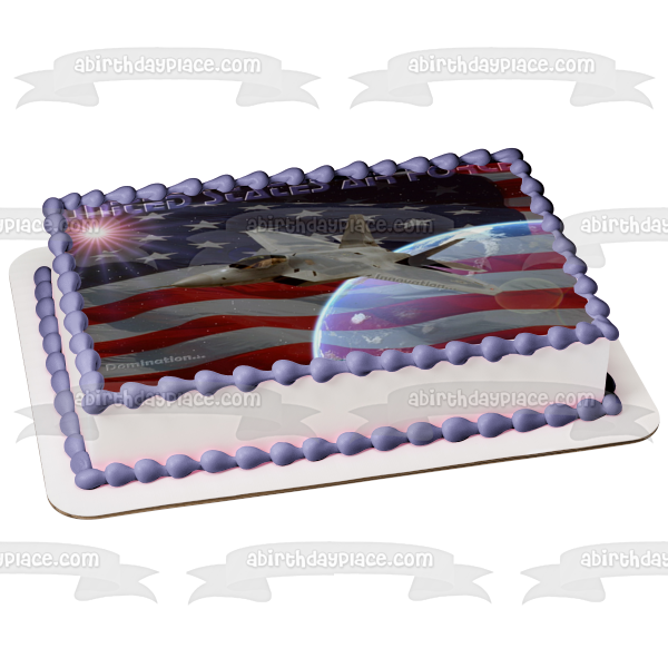 United States Air Force Fighter Plane American Flag Edible Cake Topper Image ABPID08861