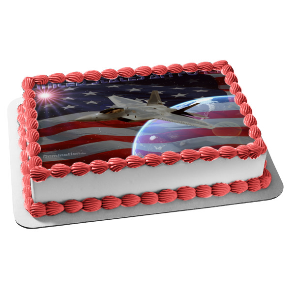 United States Air Force Fighter Plane American Flag Edible Cake Topper Image ABPID08861