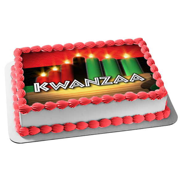 Kwanzaa Candles Red Black Green Edible Cake Topper Image ABPID09034