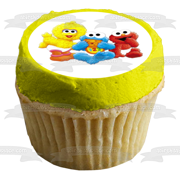 Baby Sesame Street Big Bird Cookie Monster Elmo Edible Cake Topper Image ABPID09040