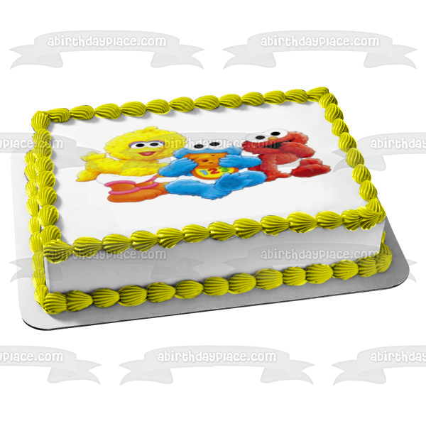 Baby Sesame Street Big Bird Cookie Monster Elmo Edible Cake Topper Image ABPID09040