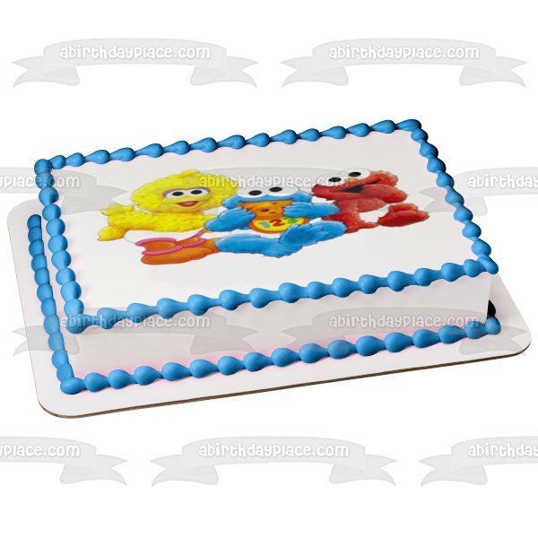 Baby Sesame Street Big Bird Cookie Monster Elmo Edible Cake Topper Image ABPID09040